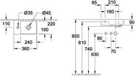 V&B Handwaschbecken AVENTO 360x220mm Be re HL li o ÜL Sto wh C+