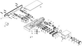 Fertigmontageset AXOR EDGE f AP/UP Thermostat 3 Verbraucher chrom