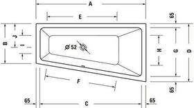 Trapez-Badewanne Duravit No.1 1 Rückenschräge rechts weiß 1600x850mm