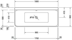 Duravit Whirlwanne P3 Comforts Ecke re 184 l 180x80 we 2 RS Jet-System