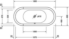 Duravit Oval-Whirlwanne STARCK 170 l 180x80 we 2 RS Jet-System