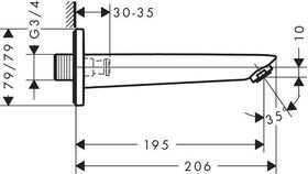 HG Wanneneinlauf LOGIS DN 20, Ausladung 195mm mattschwarz