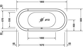 Duravit Oval-Badewanne STARCK 1800x800mm, 2 Rückenschrägen weiß