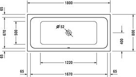 Duravit Rechteck-Whirlwanne D-CODE 150 l 180x80 we 2 RS Jet Project