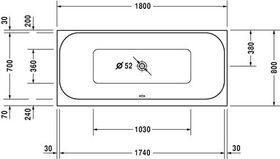 Duravit Rechteck-Whirlwanne HAPPY D.2 180 l 180x80 we 2 RS Combi-System E