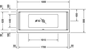 Duravit Rechteck-Whirlwanne STARCK 174 l 180x80 we 2 RS Combi-System E