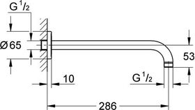 Grohe Brausearm RAINSHOWER Ausldg 286mm chr