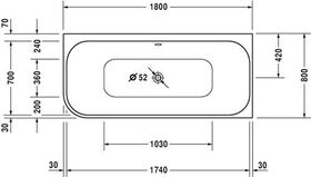 Duravit Rechteck-Whirlwanne HAPPY D.2 Ecke re 180 l 180x80 we 2 RS Combi-Syst