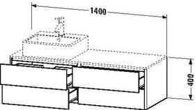 Duravit Waschtischunterbau XSQUARE 400x1400x548mm, Becken links taupe matt