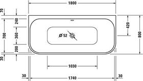 Duravit Badewanne HAPPY D.2 PLUS 180x80 Vorwandver Acrylverkleidung grp s