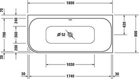 Duravit Badewanne HAPPY D.2 PLUS 180x80 Ecke re Acrylverkleidung grp s-ma