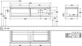 V&B Waschtischunterschrank LEGATO 1600x380x500mm m Be Glossy White