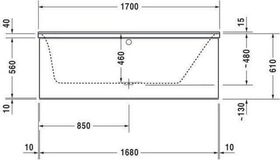 Duravit Rechteck-Whirlwanne P3 Comforts 165 l 170x75 we 1 RS re Combi-System L