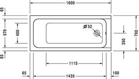 Duravit Rechteck-Whirlwanne D-CODE 100 l 160x70 we 1 RS Jet Project