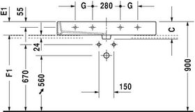 Duravit Waschtisch VERO m ÜL HLB 1200x470mm geschli 1 HL weiß WG