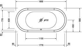 Duravit Oval-Whirlwanne STARCK 225 l 1900x900 we 2 RS Combi-System E