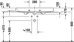 Duravit Möbelwaschtisch HAPPY D.2 m ÜL HLB 1000x505mm geschli 3 HL weiß WG