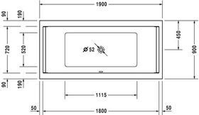 Duravit Rechteck-Whirlwanne STARCK 241 l 1900x900 we 2 RS Air-System