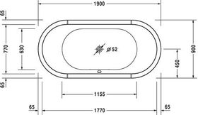 Duravit Oval-Whirlwanne STARCK 225 l 1900x900 we 2 RS Combi-System L