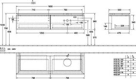 V&B Waschtischunterschrank LEGATO 1600x380x500mm m Be Glossy White