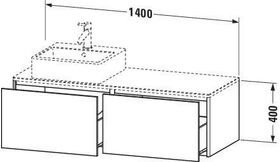 Duravit Waschtischunterbau XSQUARE 1400x400x548mm 2 Au we ma ES Ah rechts