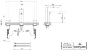 V&B 3-Loch-Waschtischbatterie SUBWAY 3.0 345x178x122mm, ohne Ablaufgarnitur chro