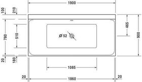 Duravit Rechteck-Whirlwanne P3 Comforts 250 l 1900x900 we 2 RS Combi-System E