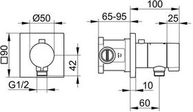 Keuco Thermostat-Brausemischer-Set IXMO_ UP m Schlauchans. Ros eckig vc