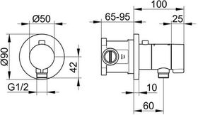 Keuco Thermostat-Brausemischer-Set IXMO_ UP m Schlauchans. Rosette rund vc