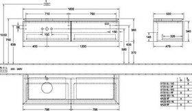 V&B Waschtischunterschrank LEGATO 1600x380x500mm Glossy White