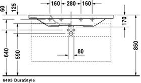 Duravit Möbelwaschtisch DURASTYLE m ÜL HLB 1200x480mm 3 Hahnlöcher weiß