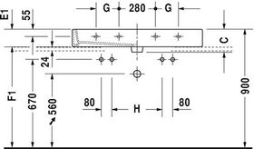 Duravit Waschtisch VERO m ÜL HLB 1200x470mm geschli 2 HL weiß