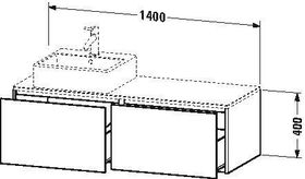 Duravit Waschtischunterbau XSQUARE 400x1400x548mm Be links weiß seidenmatt