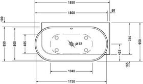 Duravit Badewanne LUV 1850x950mm Ecke re 2 Rückenschrägen weiß