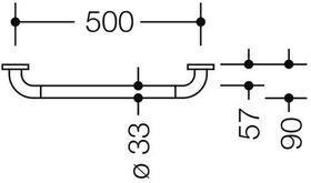 Hewi Haltegriff SERIE 801 90mm tief, d= 33mm Achsmaß 500mm maigrün