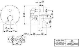 V&B Fertigmontageset LOOP & FRIENDS EH-Wannenb 170x170x41mm chrom