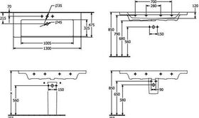 V&B Schrankwaschtisch SUBWAY 3.0 1300x470mm o ÜL mit HL we