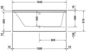 Duravit Rechteck-Whirlwanne P3 Comforts 133 l 160x70 we 1 RS li Combi-System L