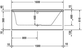 Duravit Rechteck-Whirlwanne P3 Comforts 133 l 160x70 we 1 RS re Combi-System E