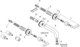 3-Loch Waschtischarmatur AXOR CITTERIO DN 15 UP m Al 222mm Hebelgr u Ros. bru b