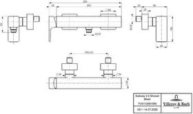 V&B Einhand-Brausebatterie SUBWAY 3.0 Wandmontage, 281x98x43mm matt black