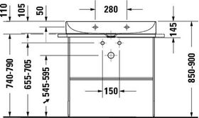 Duravit Waschtisch DURASQUARE o ÜL m HLB 800x470mm ohne Hahnloch weiß