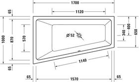 Trapez-Whirlwanne Duravit No.1 weiß Jet-Project 1700x1000mm