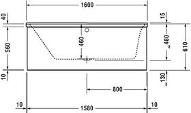 Duravit Rechteck-Whirlwanne P3 Comforts 133 l 160x70 we 1 RS links Jet-System