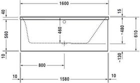 Duravit Rechteck-Whirlwanne P3 Comforts 133 l 160x70 we 1 RS rechts Jet-System