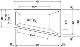 Trapez-Whirlwanne Duravit No.1 weiß Jet-Project 1700x1000mm