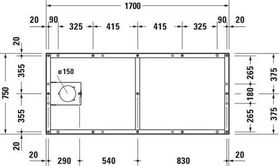 Duravit Fußgestell für Duschwanne Tempano 1700x750mm