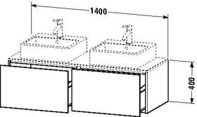 Duravit Waschtischunterbau XSQUARE 400x1400x548mm f 2 Becken betongrau matt