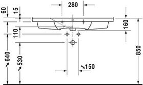 Duravit Möbelwaschtisch P3 Comforts m ÜL HLB 1050x500mm 3 Hahnlöcher weiß WG