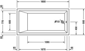 Duravit Rechteck-Badewanne STARCK 1800x900mm, 1 Rückenschräge weiß